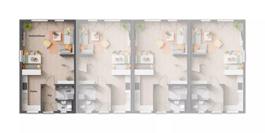 Bild von Reihenhaus Mainz 128 mit 4 Wohneinheiten